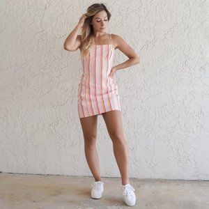 Straight Neckline Striped Print Dress